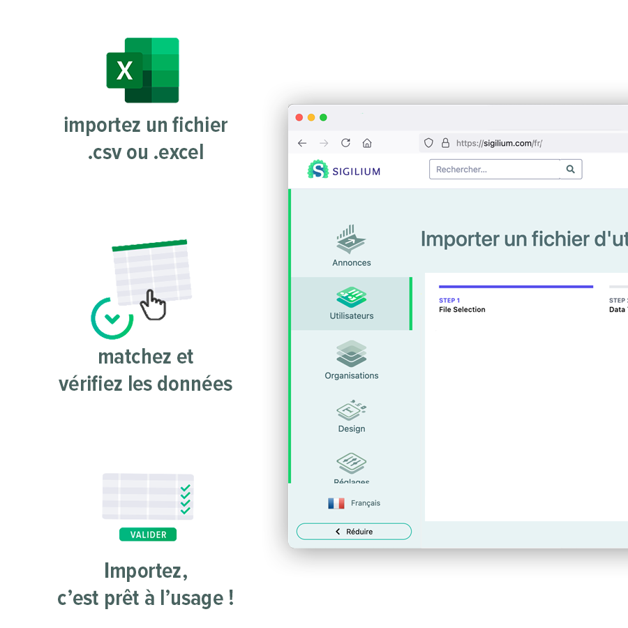 1. Import tool : manage users with a simple drag and drop action